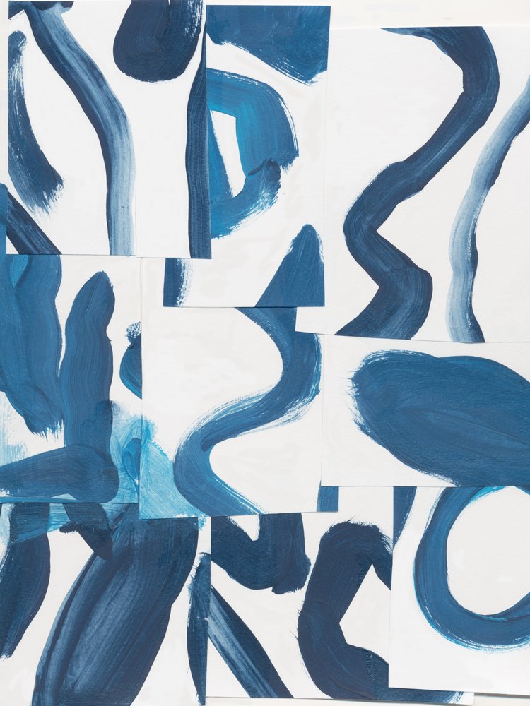 Dynamisch blauw abstract door Bronwyn Baker