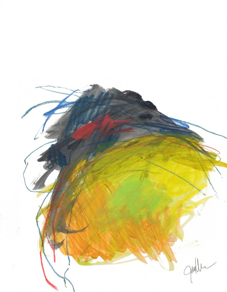 Levendige abstracte penseelstreken door Bronwyn Baker