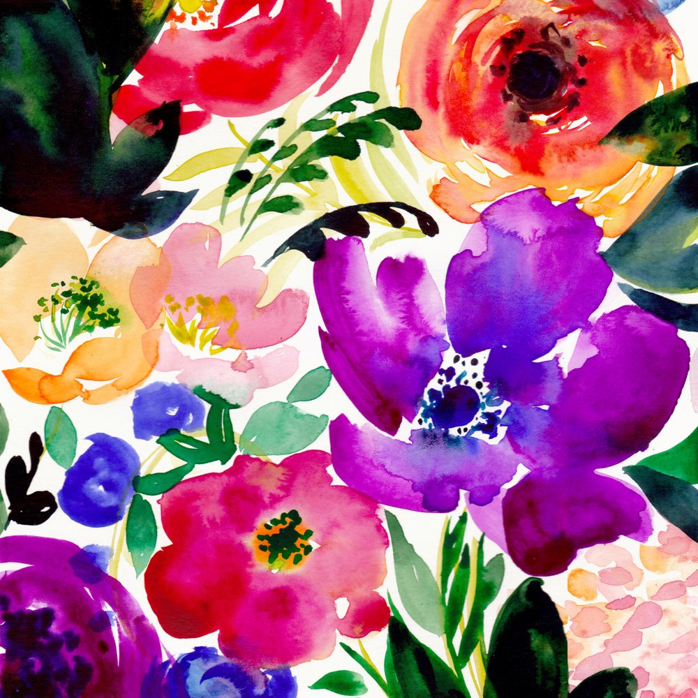 Levendige bloemen in aquarel door Christine Lindstrom