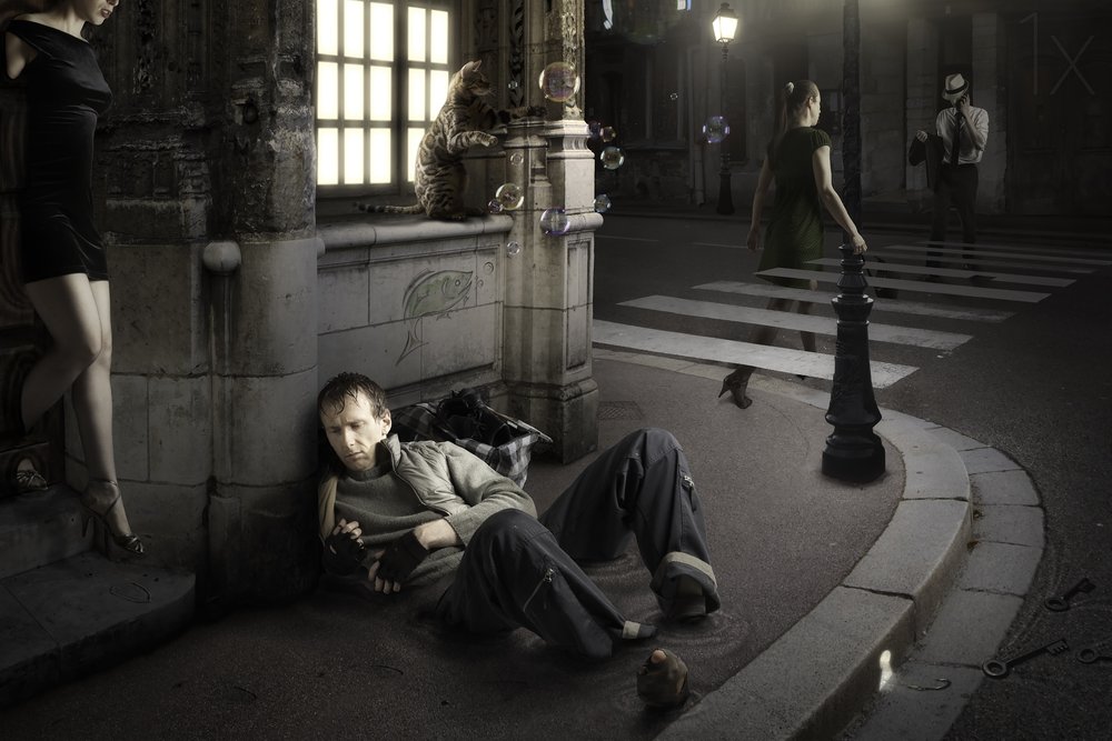 Eenzaamheid in de stad bij nacht door Christophe Kiciak