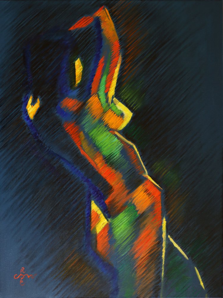 Kleurrijke abstracte figuur door Corné Akkers
