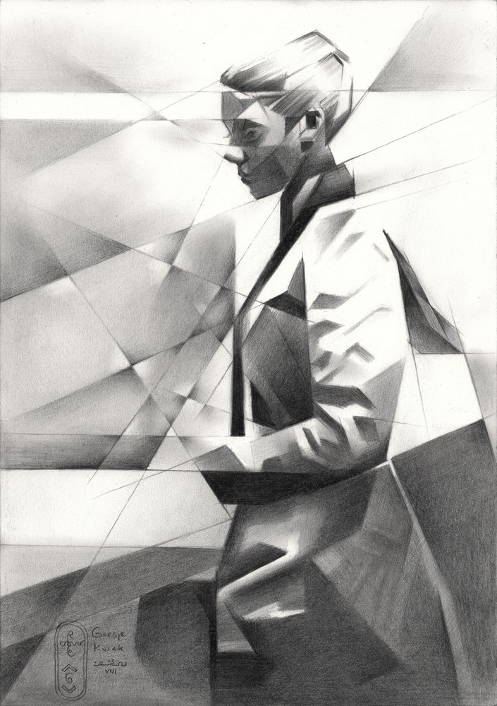 Modern geometrisch portret door Corné Akkers