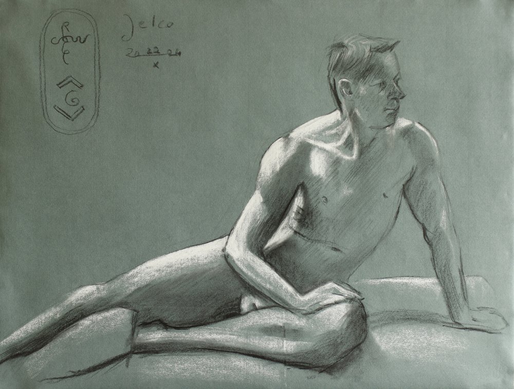 Doordachte studie van een mannelijk figuur door Corné Akkers