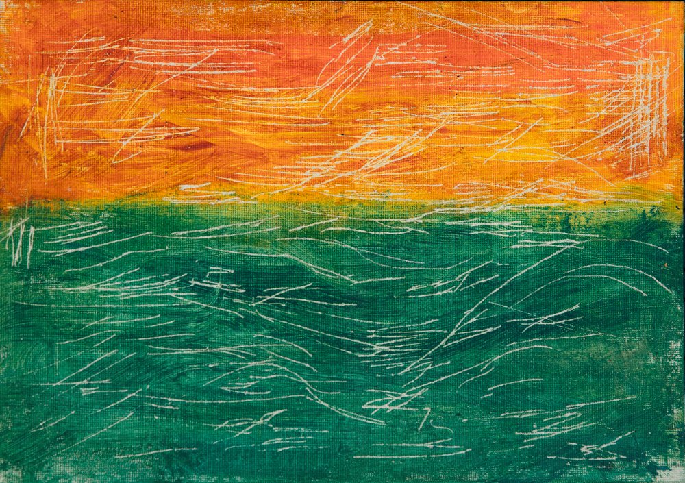 Oranje-groene horizon door Dale Hefer