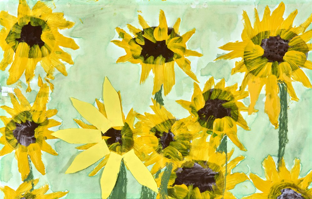 Vrolijke gele zonnebloemen door Dale Hefer & Family