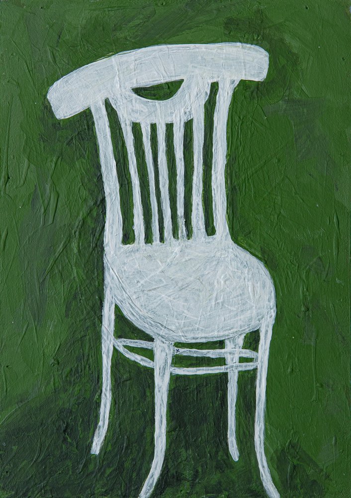 Witte stoel, groen door Dale Hefer & Family