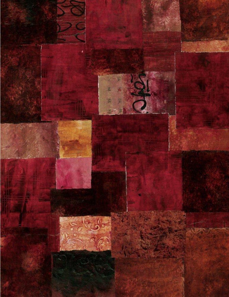 Crimson Patchwork Abstract door Deb Chaney