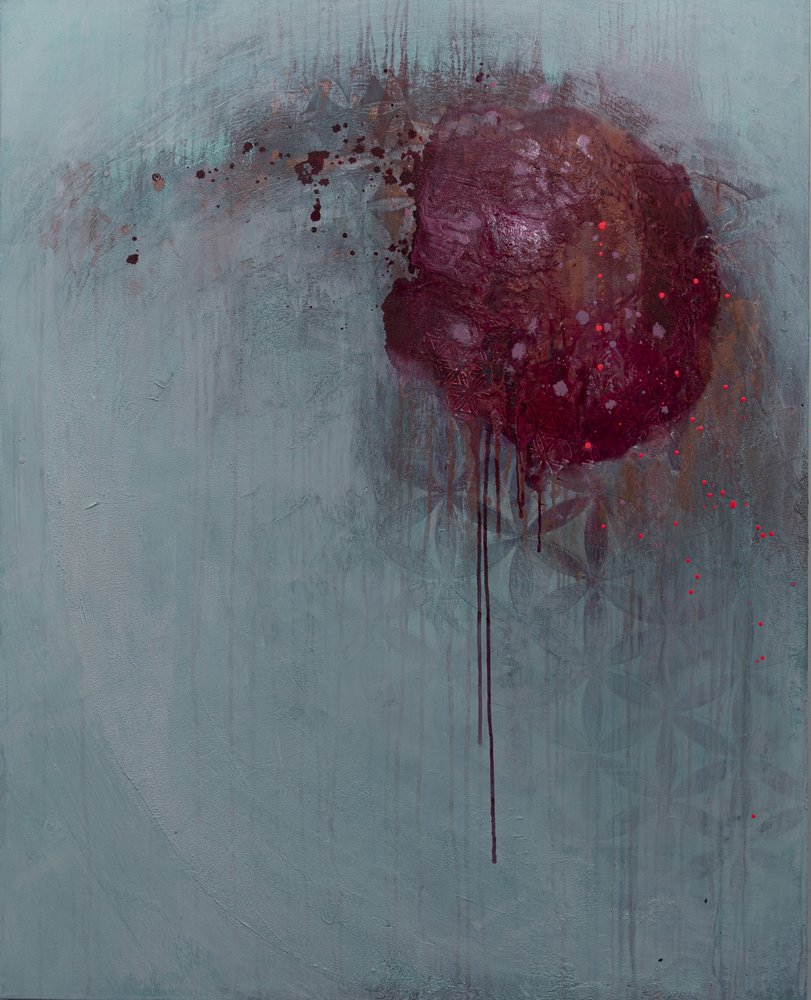 Diep bordeauxrood, abstract door Deb Chaney