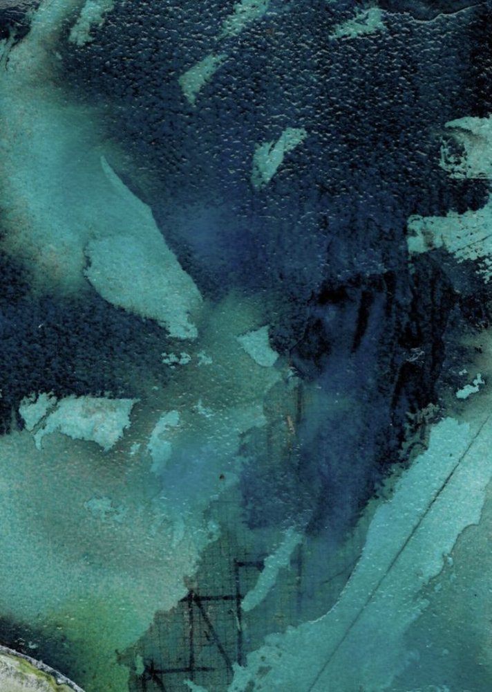 Diepblauwgroene abstracte stroming door Deb Chaney