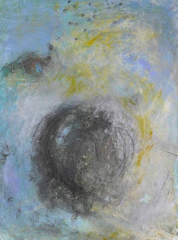 Gedempt blauwgrijs abstract door Deb Chaney