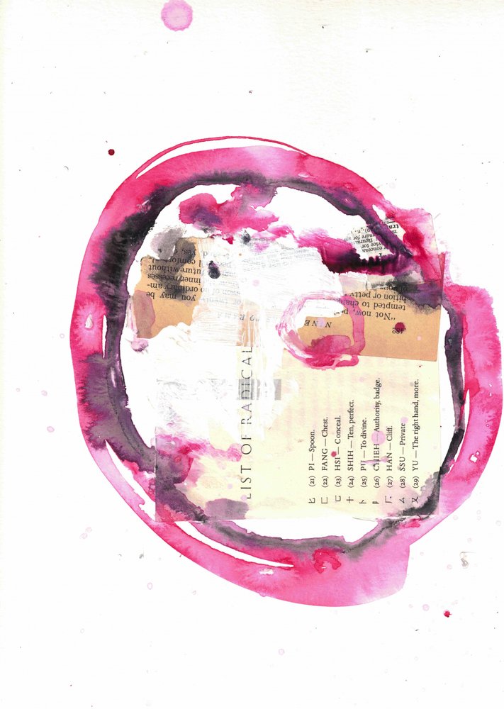 Roze abstracte ringcollage door Deb Chaney