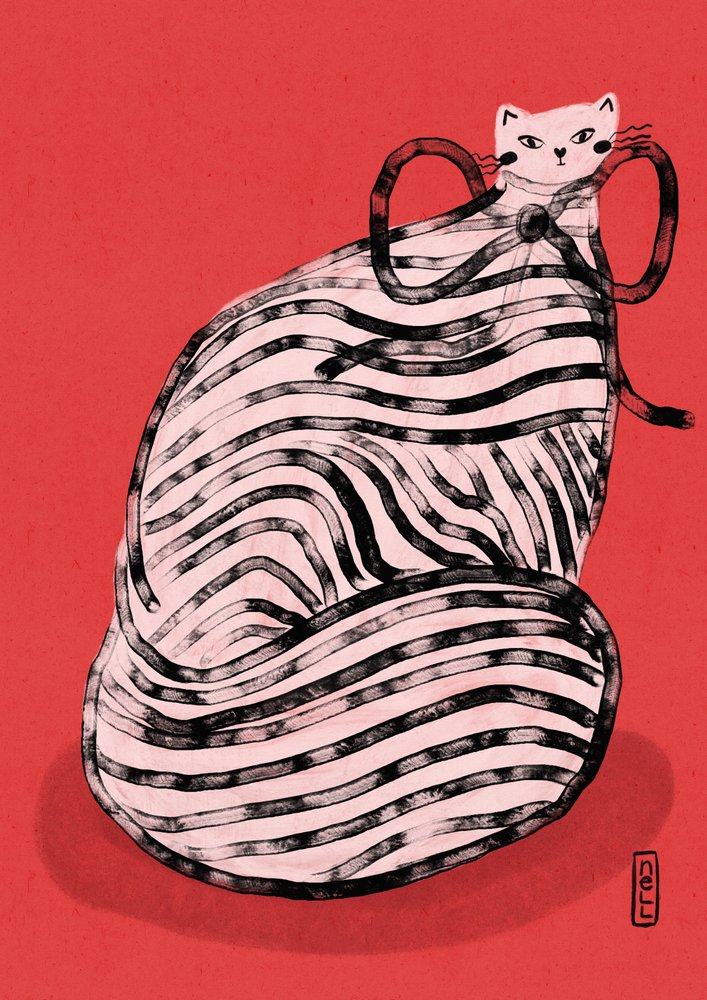 Grappige kat met rode strepen door Dirkie Nell