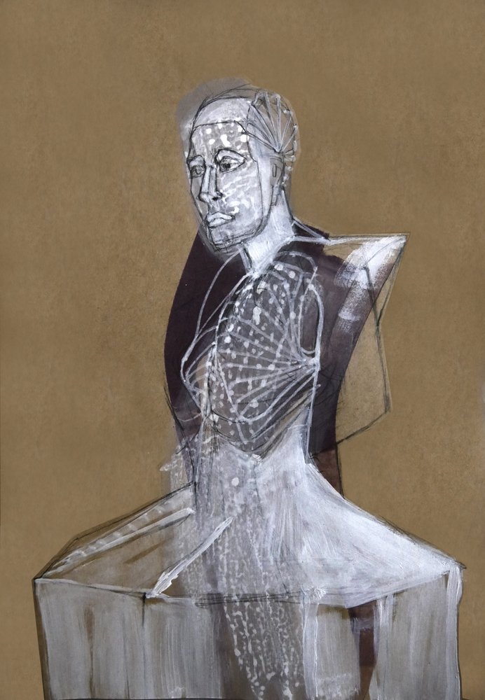 Abstract vrouwelijk portret door Doris Schmitz