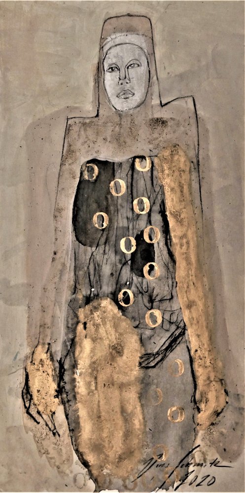Abstracte gouden figuur door Doris Schmitz