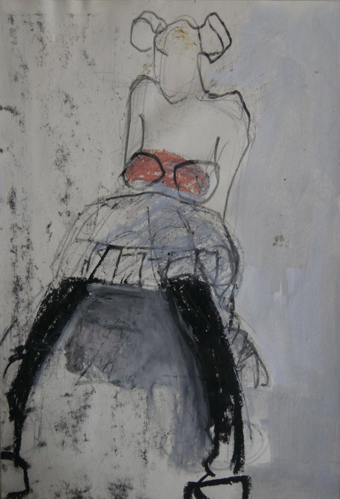 Abstracte zittende danseres door Doris Schmitz