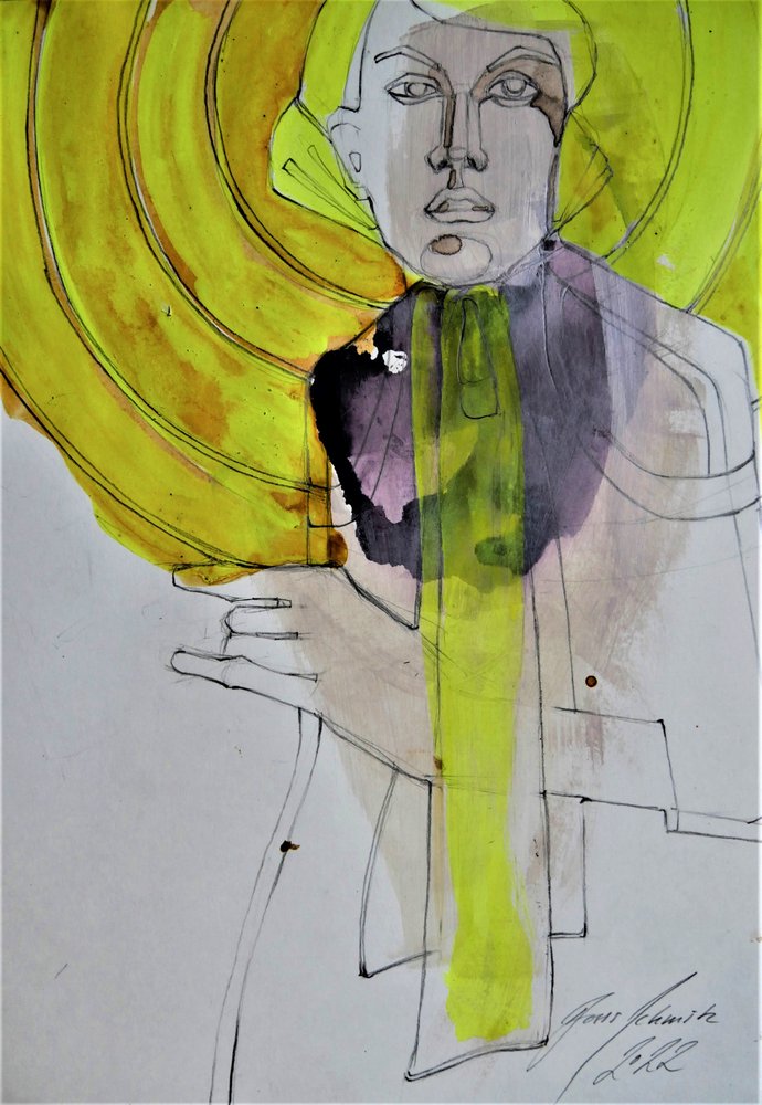 Abstracte vrouw, geel door Doris Schmitz