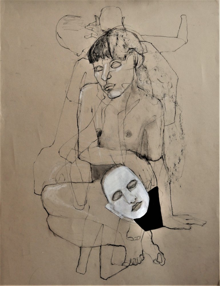 Naaktfiguur met masker door Doris Schmitz