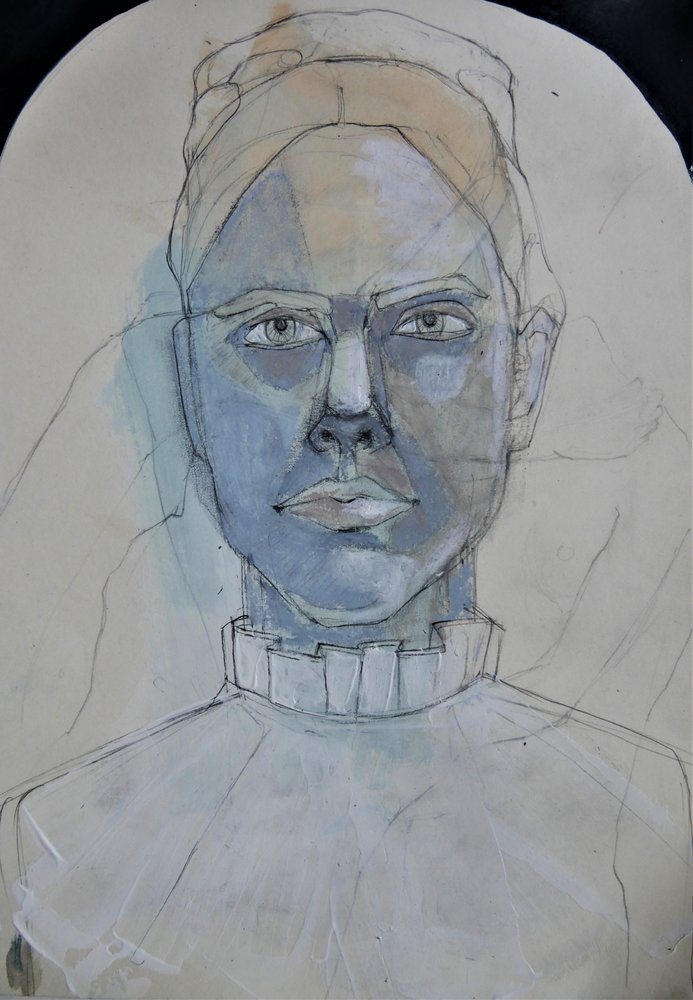 Portret in blauwe tinten door Doris Schmitz