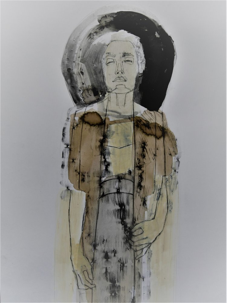 Contemplatieve vrouwenfiguur door Doris Schmitz