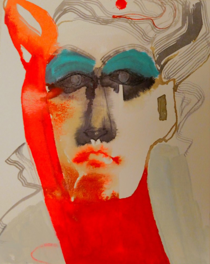 Dramatisch portret in blauwgroen door Doris Schmitz