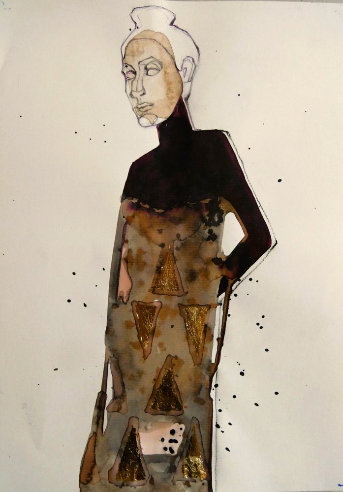 Elegant gouden modefiguurtje door Doris Schmitz