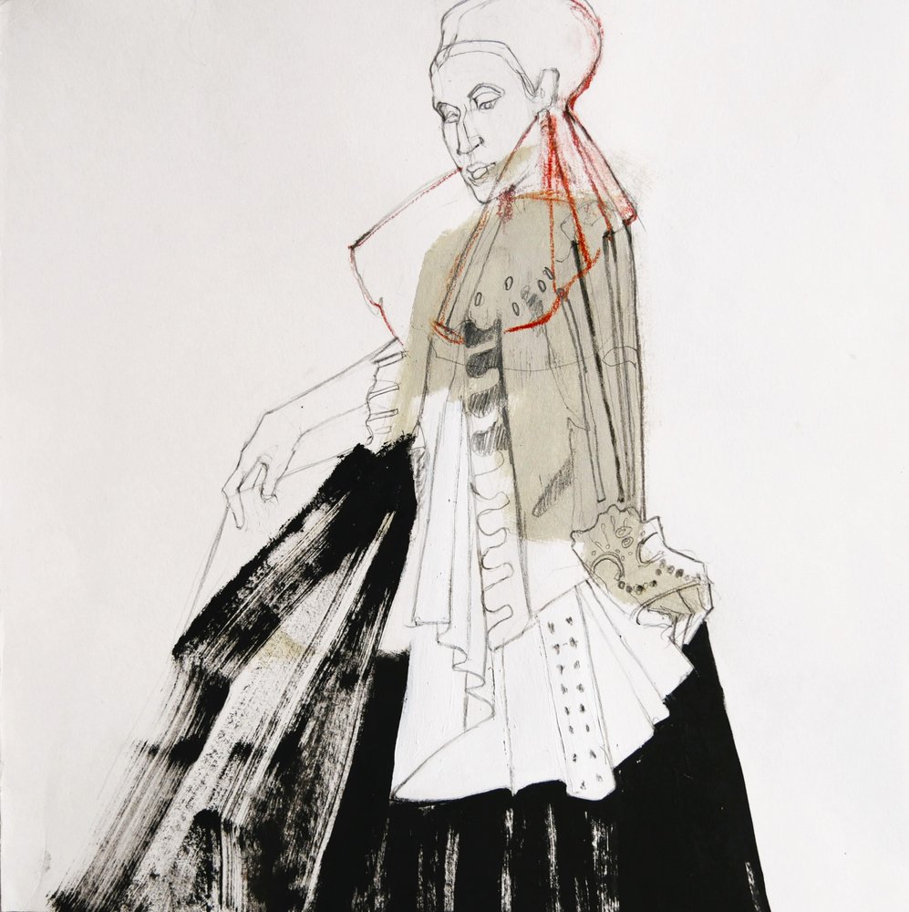 Schets van een elegante edelvrouw door Doris Schmitz