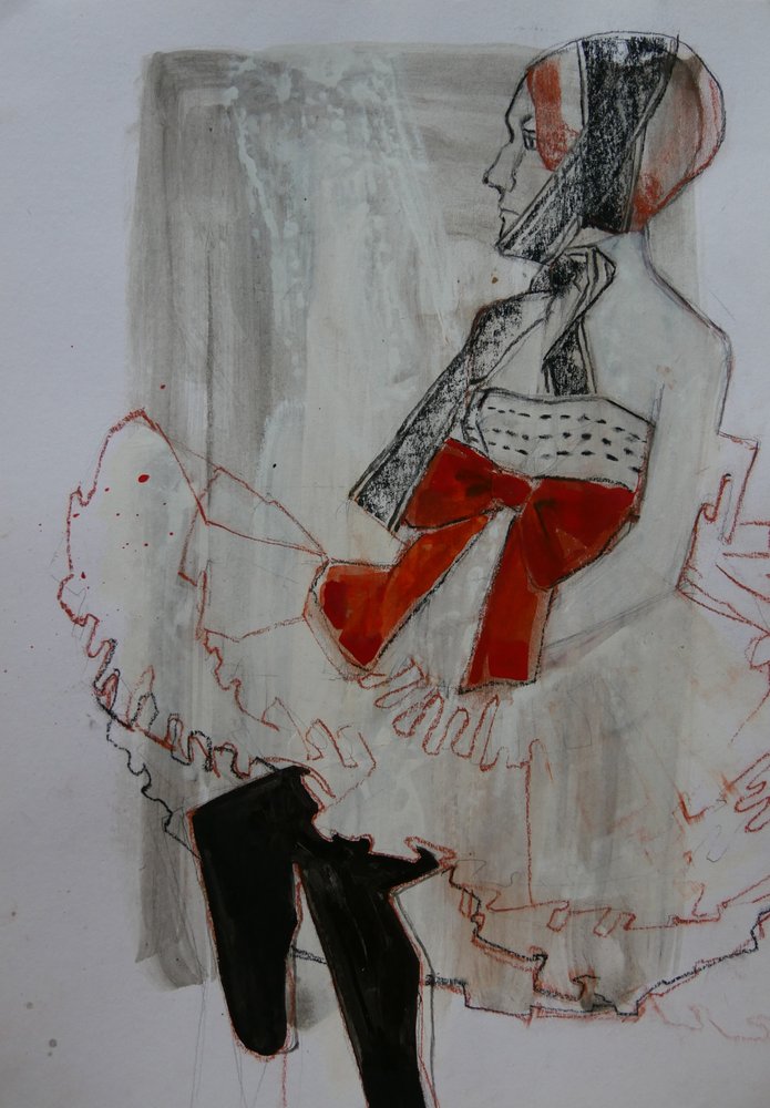 Elegante vrouw met rode strik door Doris Schmitz