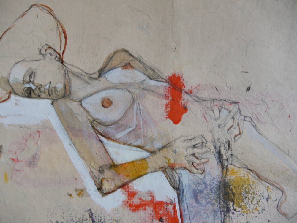 Expressief liggend naakt door Doris Schmitz