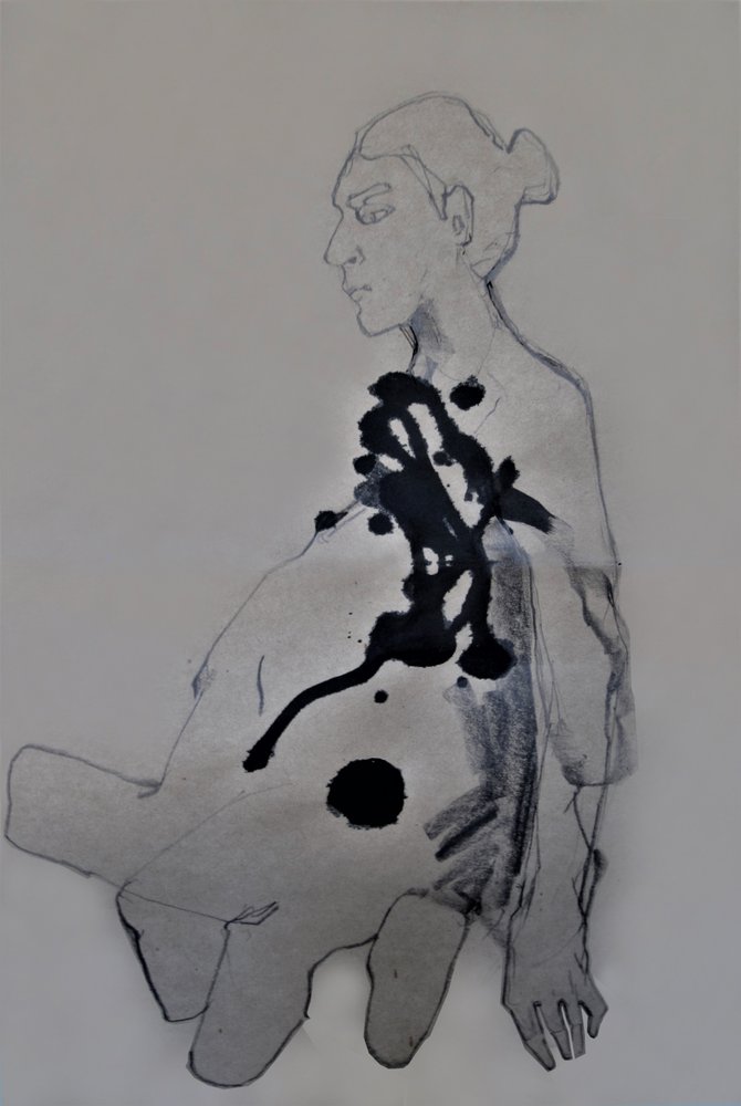 Figuur in donkere inkt door Doris Schmitz