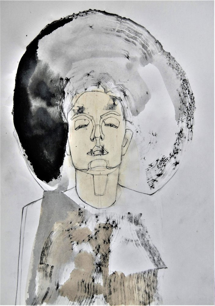 Meditatief abstract portret door Doris Schmitz