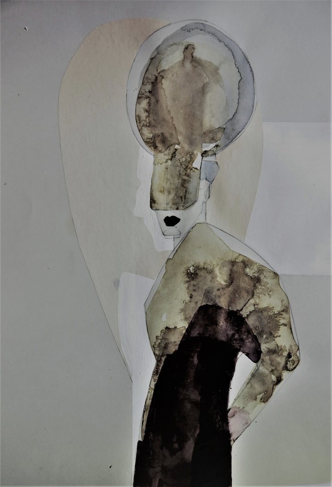 Peinzend, abstract profiel door Doris Schmitz