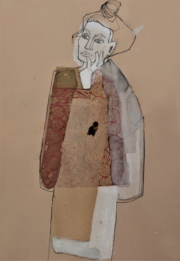 Portret van een peinzende vrouw door Doris Schmitz