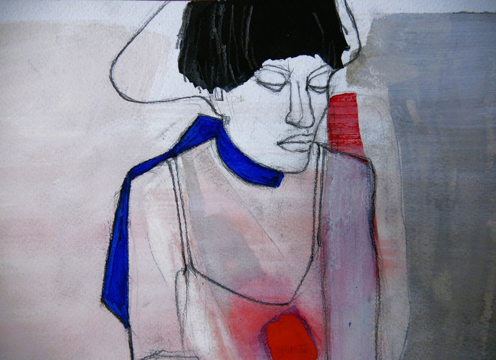 Peinzende vrouw – Weerspiegeling door Doris Schmitz