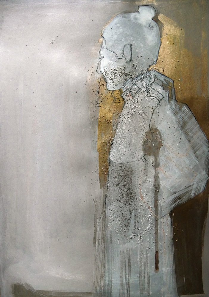 Rustige abstracte gouden figuur door Doris Schmitz