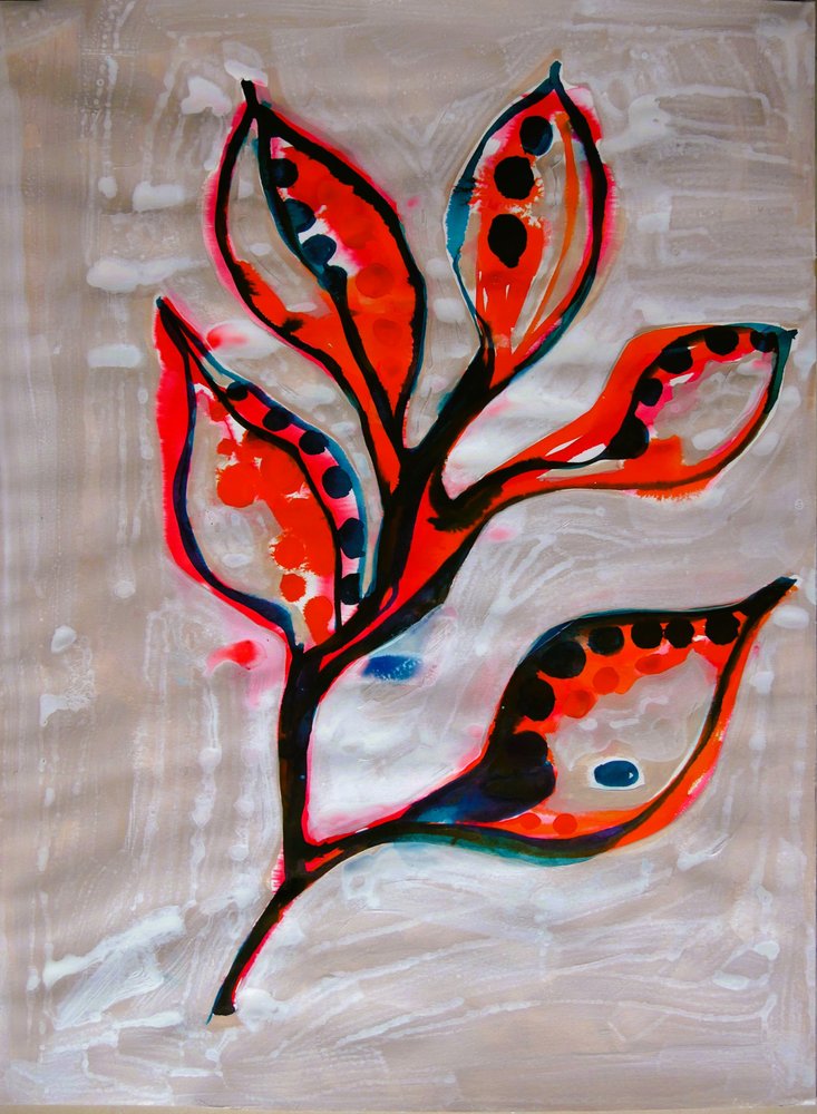 Levendig botanisch abstract door Doris Schmitz