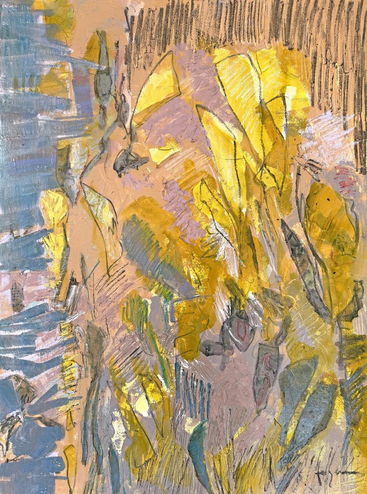 Gouden abstract landschap door Dorothy Fagan