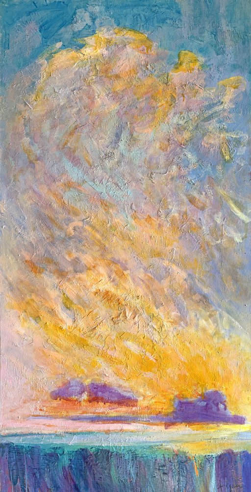 Gouden zonsondergang met uitzicht op zee door Dorothy Fagan