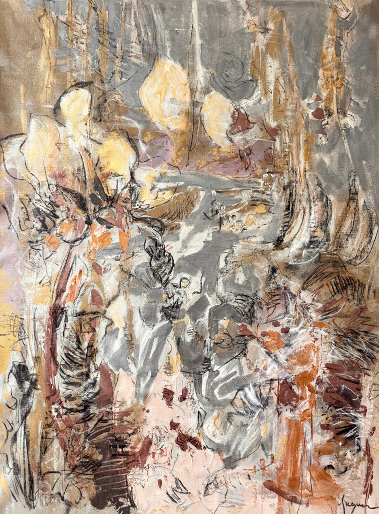 Abstract bloemmotief met textuur door Dorothy Fagan