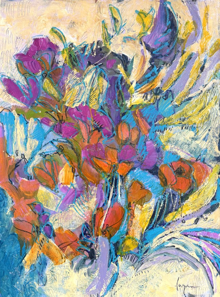 Levendige abstracte bloemen door Dorothy Fagan
