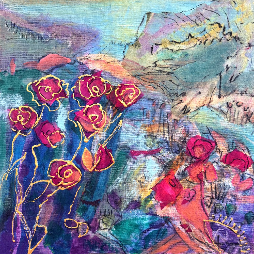 Levendige abstracte rozen door Dorothy Fagan