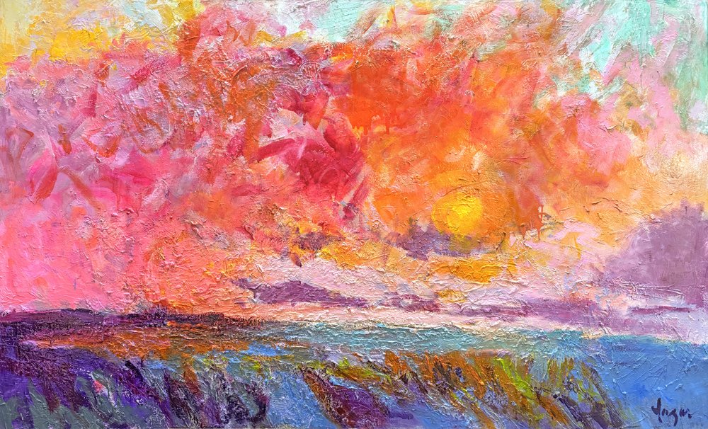 Levendig zonsondergang aan zee door Dorothy Fagan