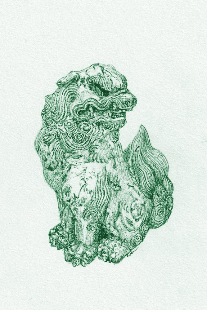 Groene Foo Dog-bewaker door EC Mazur