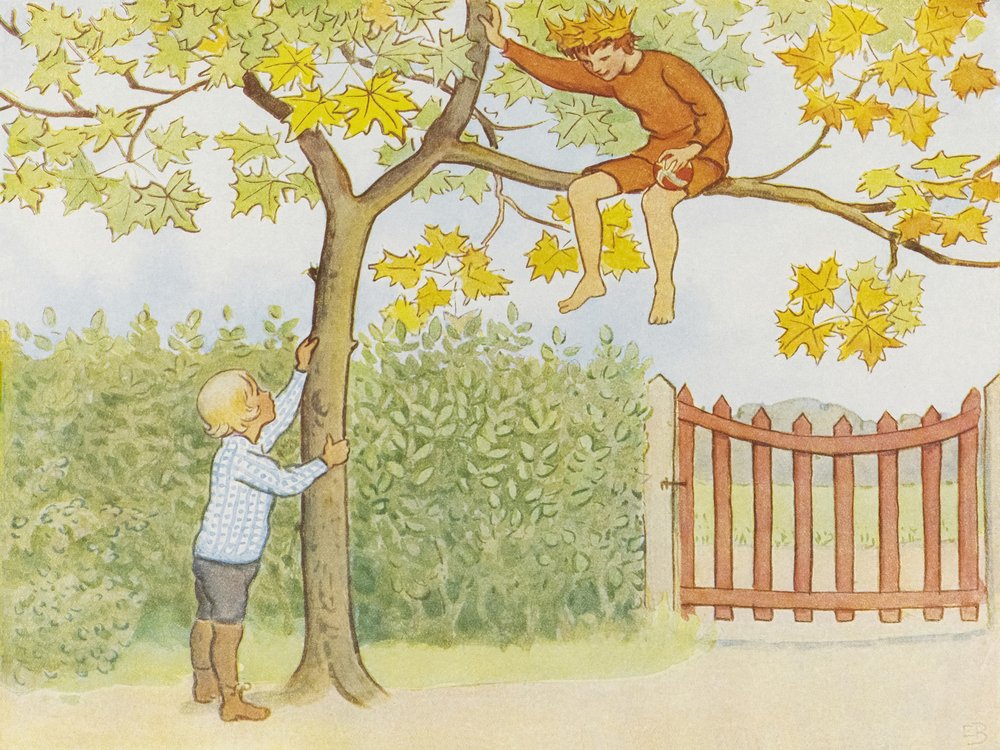 Lasse de Kleine in de tuin 1923 001 door Elsa Beskow