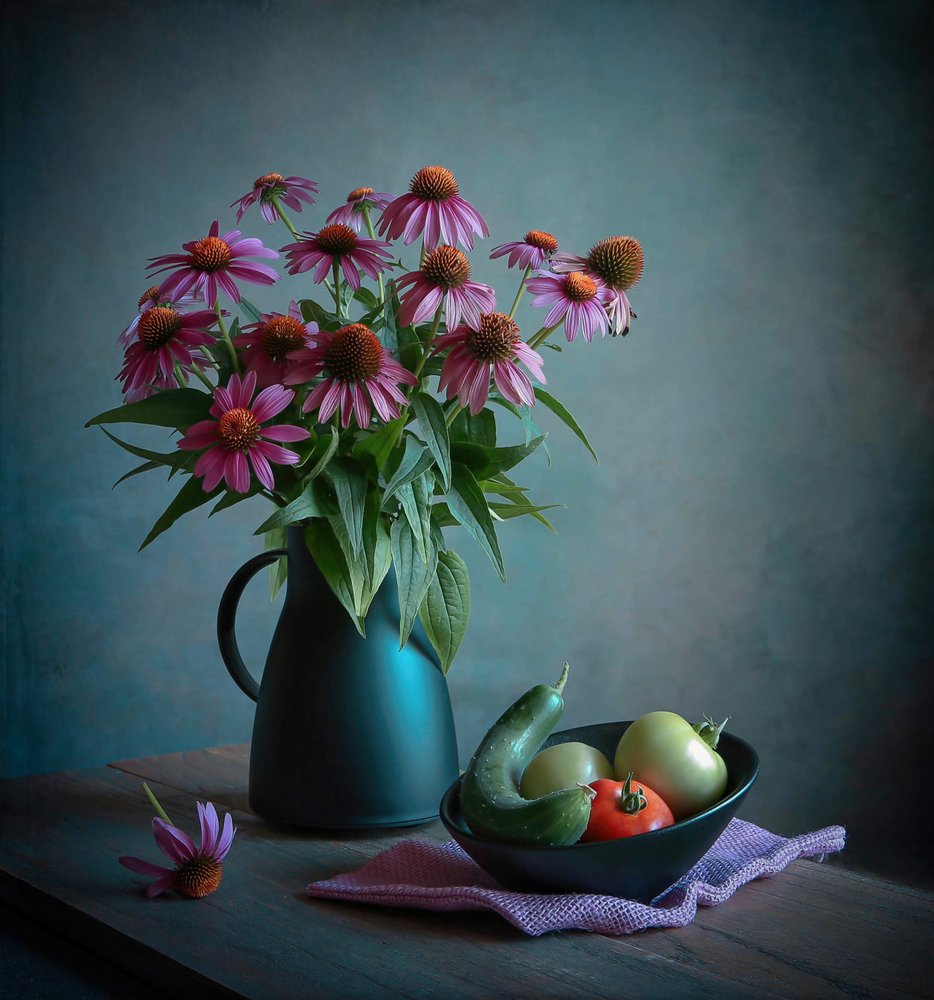 Echinacea en oogst door Fangping Zhou