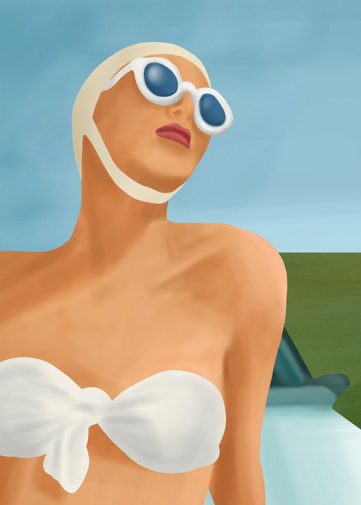 Retro-zwemmer voor de zomer door Flow Line