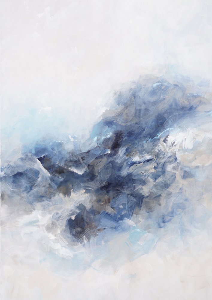Blauwe abstracte stroming door Françoise Wattré