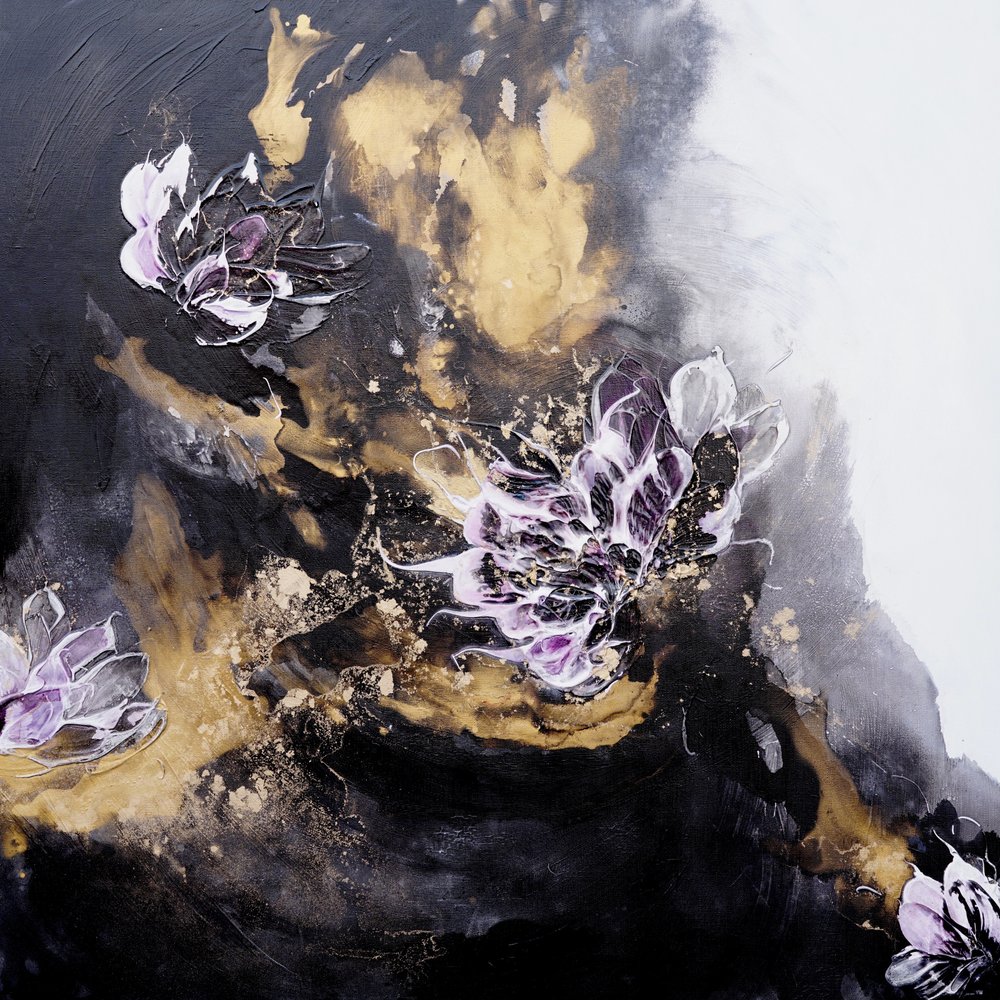Elegante abstracte bloemmotieven door Françoise Wattré