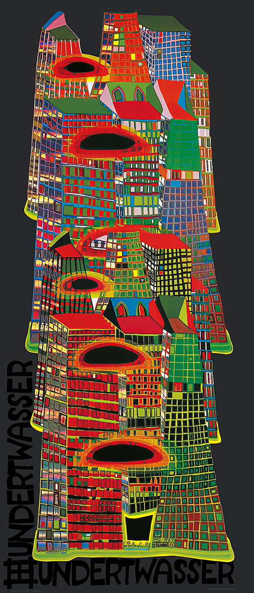 wolkenkrabber door Friedensreich Hundertwasser