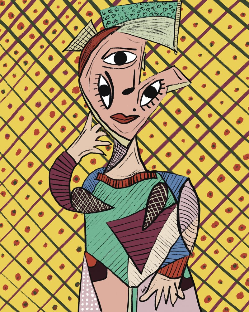 Levendig kubistisch portret door GIovanna Gil Alves