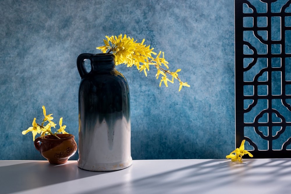 Elegant stilleven met forsythia door GaoSL